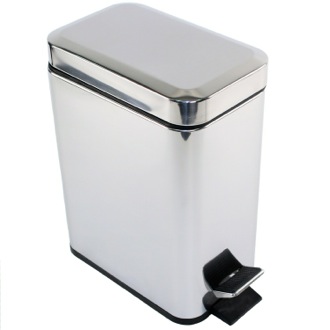 Waste Basket Rectangular Polished Chrome Waste Bin With Pedal Gedy 2909-13